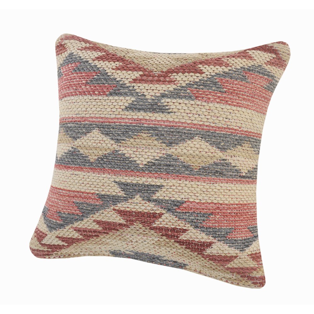 Ox Bay Hand-stitched Pink/Gray Geometric All-Natural Cotton Pillow Cover. Picture 5