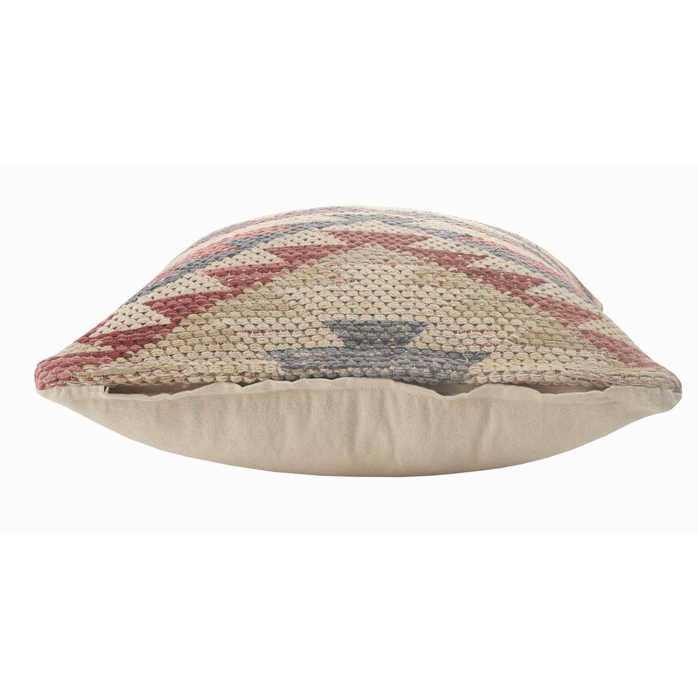 Ox Bay Hand-stitched Pink/Gray Geometric All-Natural Cotton Pillow Cover. Picture 6
