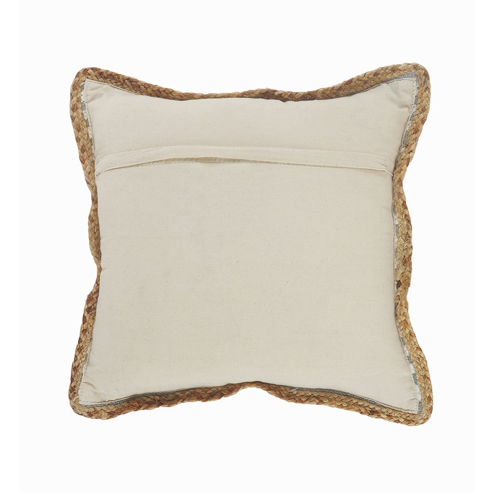 Ox Bay Hand-Woven Gray/White Bordered Cotton Blend  Pillow Cover. Picture 7