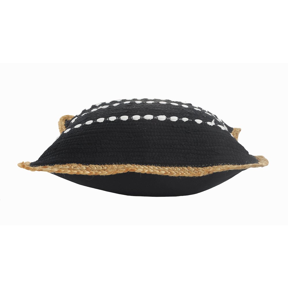 Ox Bay Hand-Woven Black/White Bordered Cotton Blend  Pillow Cover. Picture 6