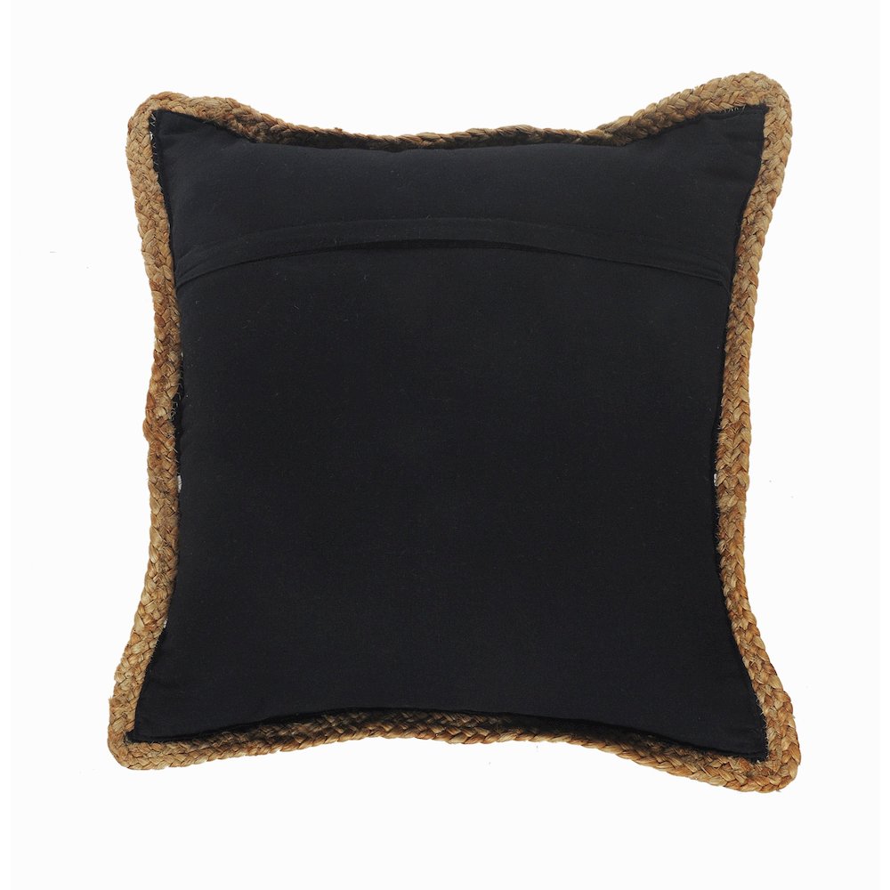 Ox Bay Hand-Woven Black/White Bordered Cotton Blend  Pillow Cover. Picture 7