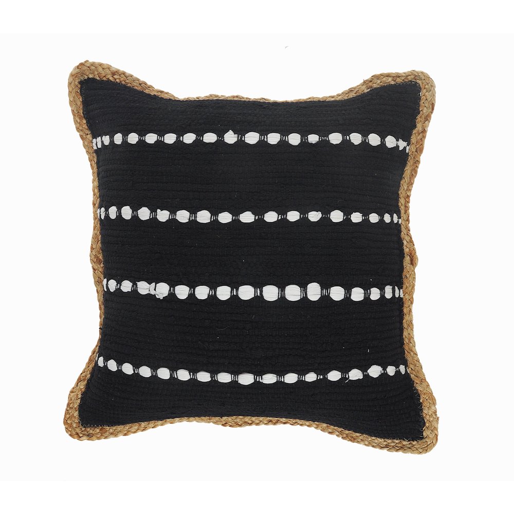 Ox Bay Hand-Woven Black/White Bordered Cotton Blend  Pillow Cover. Picture 1
