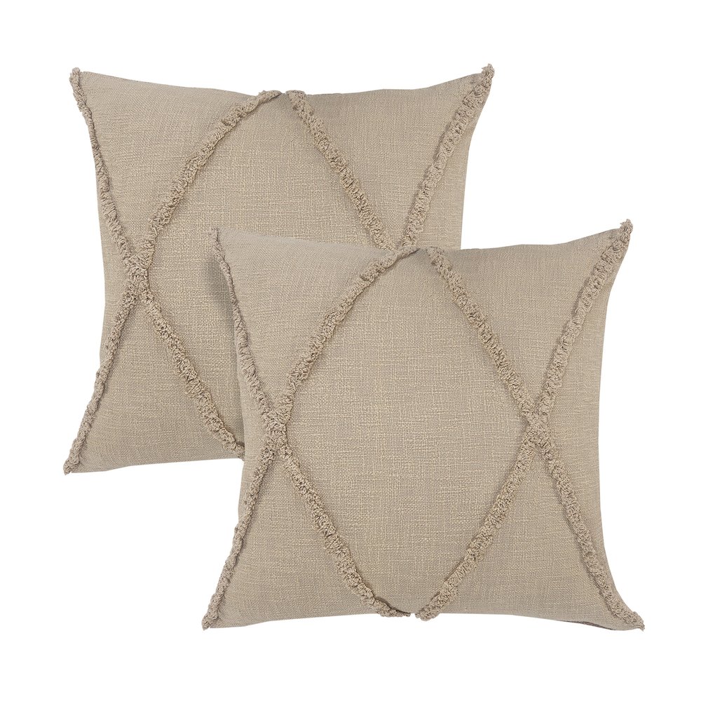 Reese Cotton Pillow Set of 2 in Brown, 20" x 20". Picture 1