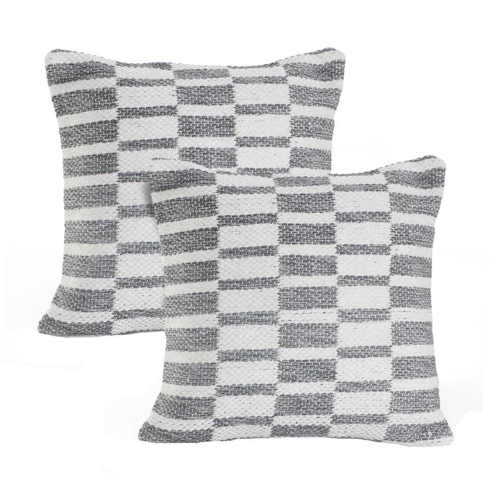 Elemental Cotton Pillow Set of 2 in Gray/White, 18" x 18". Picture 1