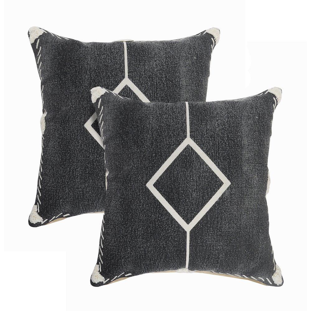 Avant-garde Cotton Pillow Set of 2 in Black/Cream, 20" x 20". Picture 1