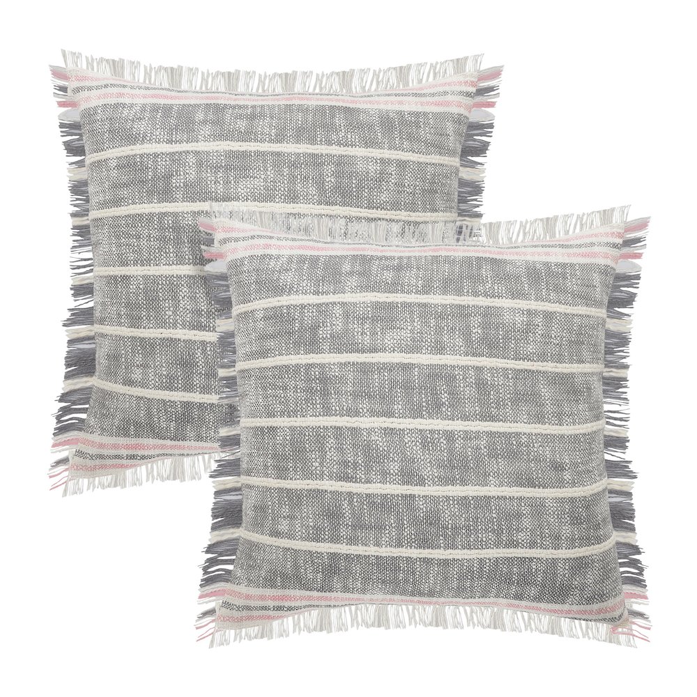 Drew Cotton Pillow Set of 2 in Gray, 20" x 20". Picture 1