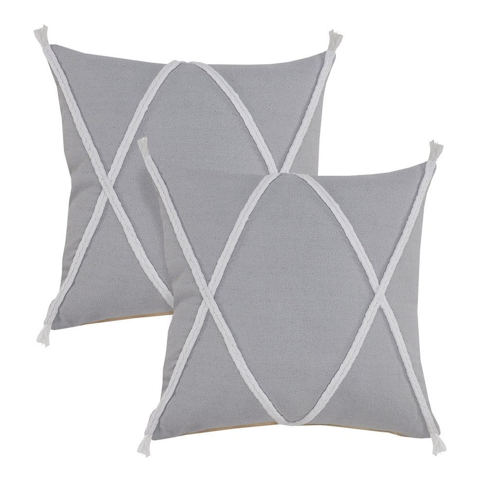 Seashore Cotton Pillow Set of 2 in Gray, 20" x 20". Picture 1