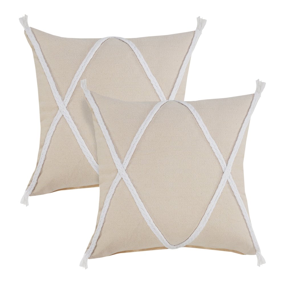 Seashore Cotton Pillow Set of 2 in Tan, 20" x 20". Picture 1