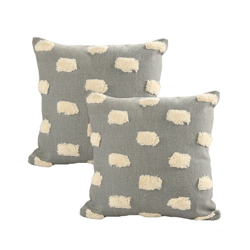Zeal Cotton Pillow Set of 2 in Gray/Cream, 20" x 20". Picture 1