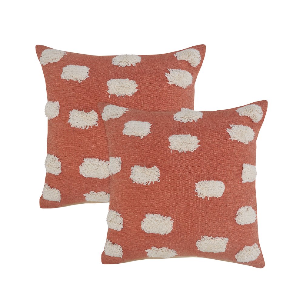 Zeal Cotton Pillow Set of 2 in Orange/White, 20" x 20". Picture 1