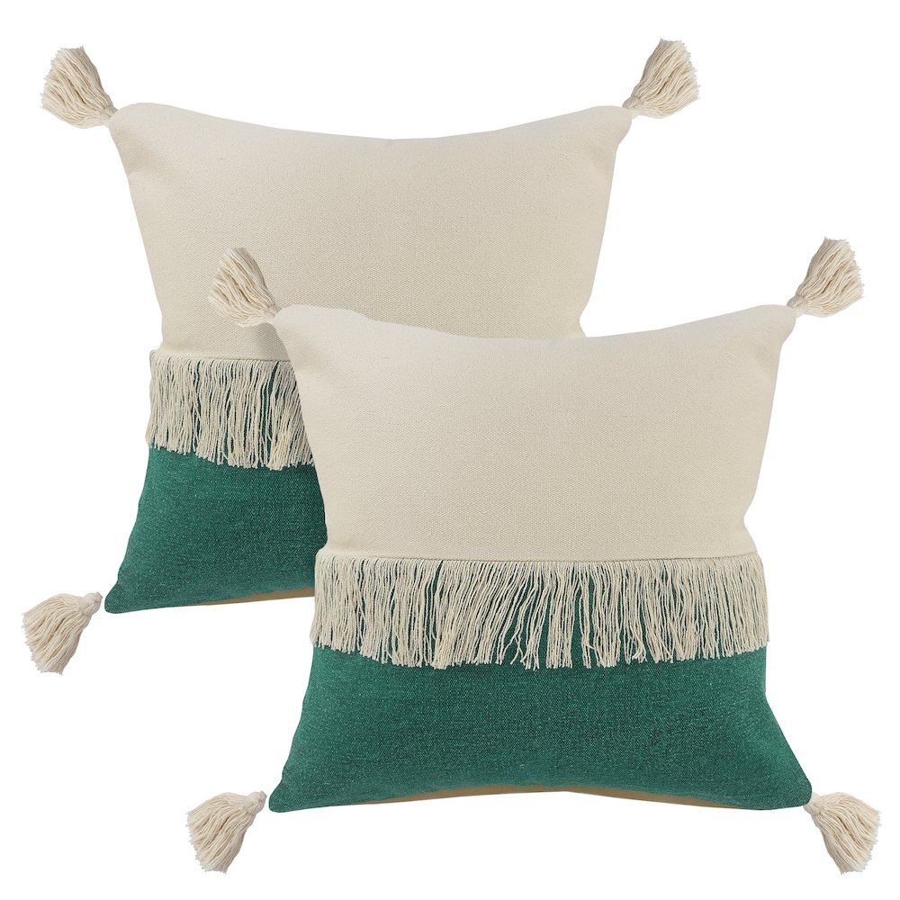 Carnival Cotton Pillow Set of 2 in Green, 20" x 20". Picture 1