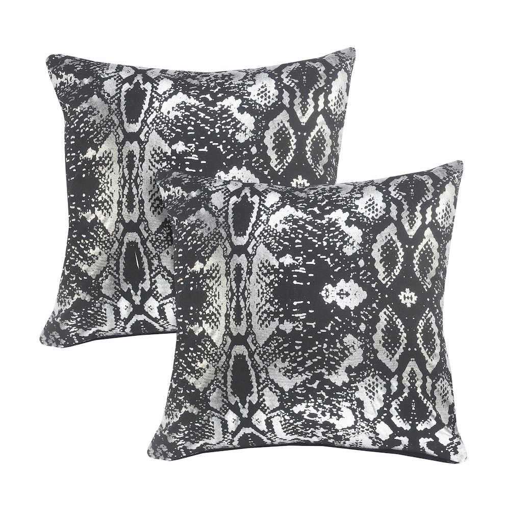 Beastly Cotton Pillow Set of 2 in Black/Silver, 20" x 20". Picture 1