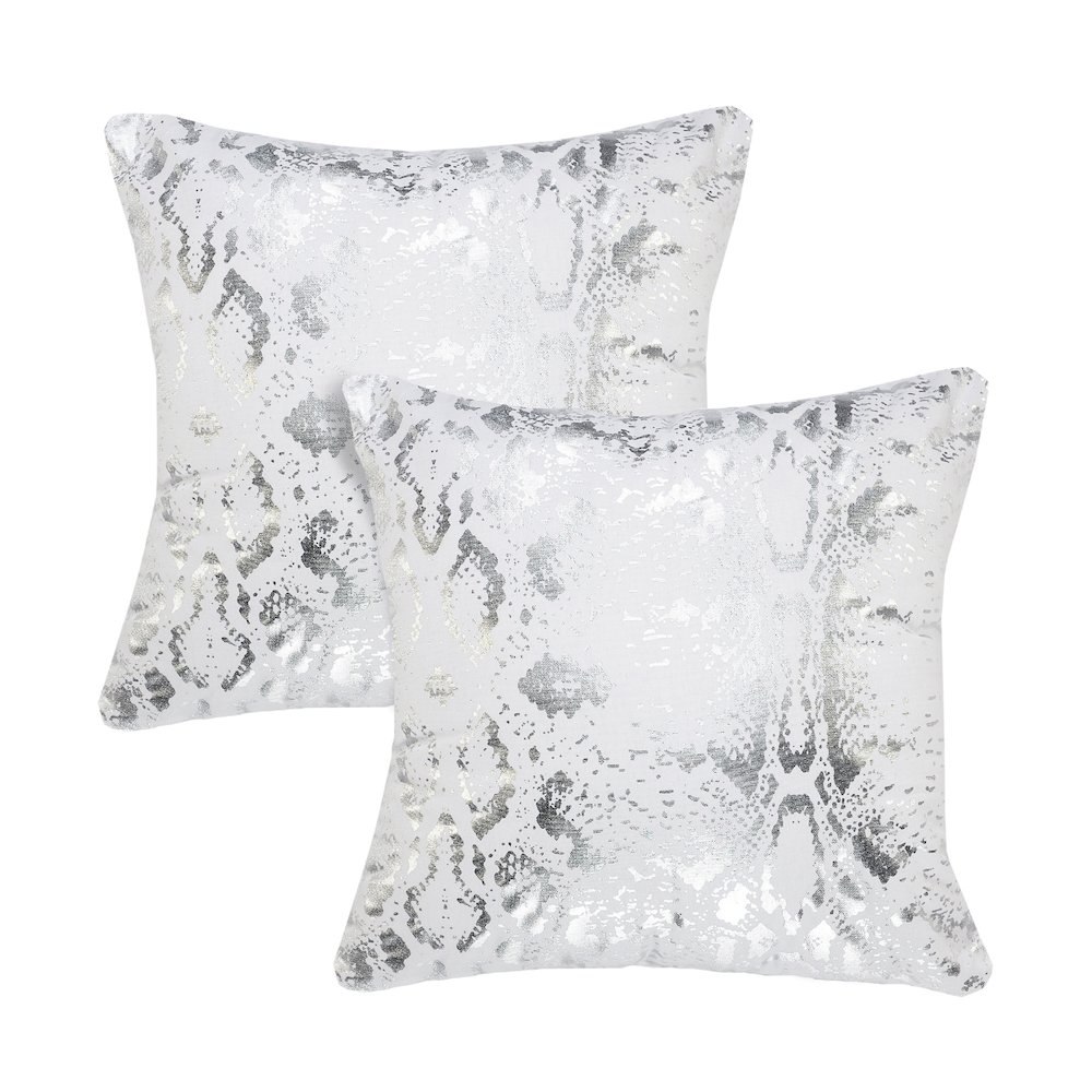 Beastly Cotton Pillow Set of 2 in White/Silver, 20" x 20". Picture 1