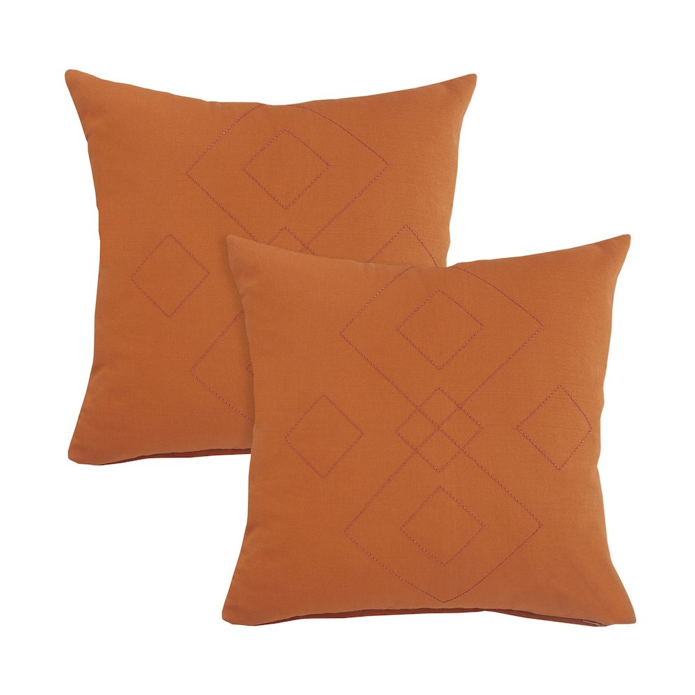 Sundaze Cotton Pillow Set of 2 in Orange, 20" x 20". Picture 1
