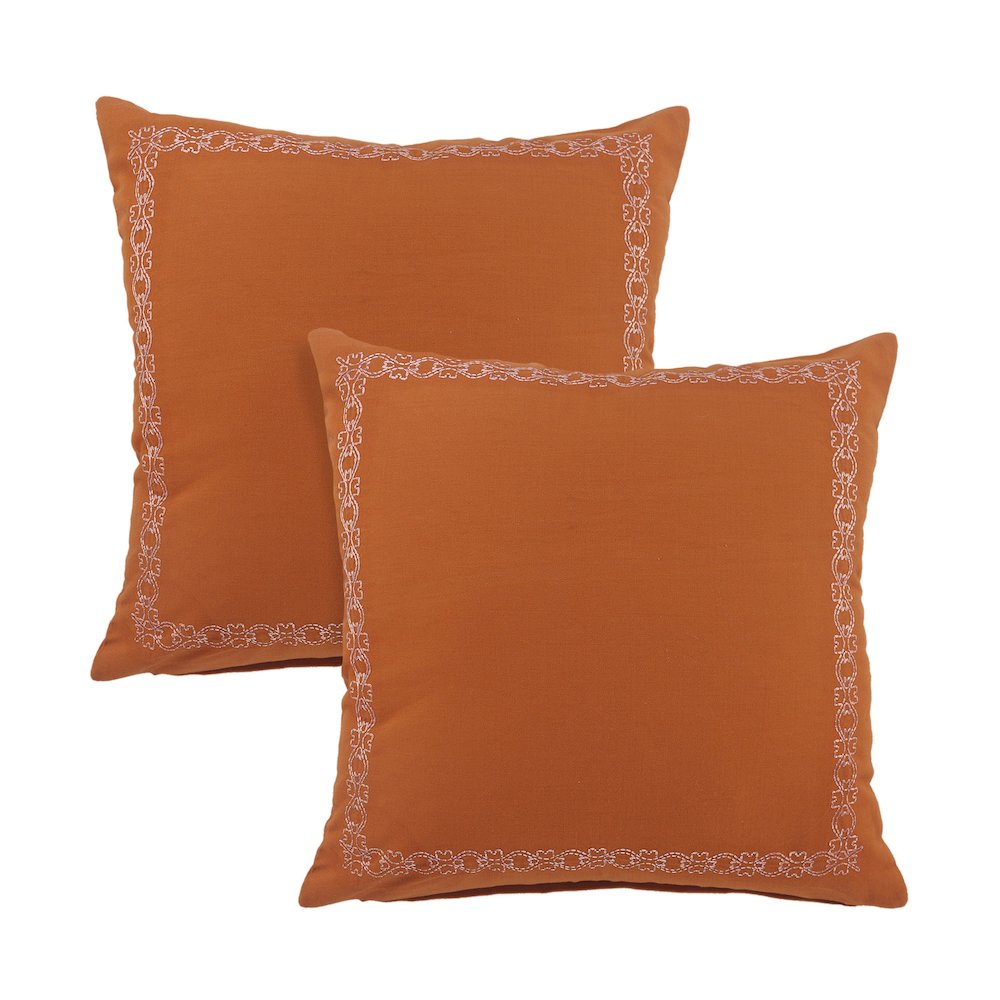 Sundaze Cotton Pillow Set of 2 in Orange, 20" x 20". Picture 1