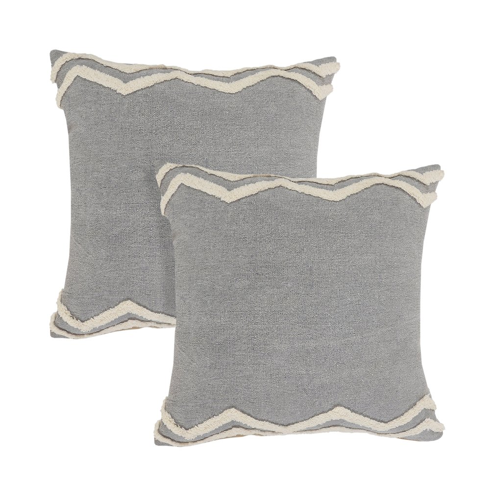 Rory Cotton Pillow Set of 2 in Gray/Cream, 20" x 20". Picture 1