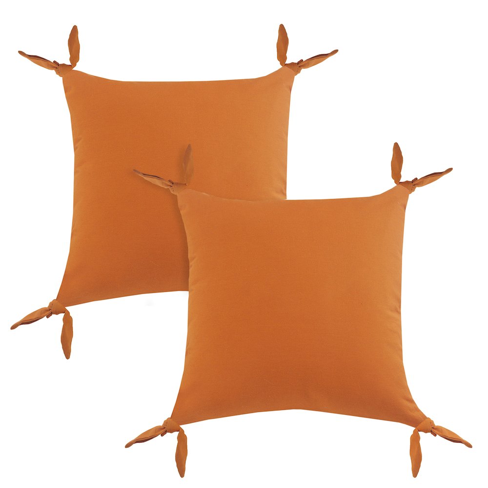 Aisha Cotton Pillow Set of 2 in Orange, 20" x 20". Picture 1
