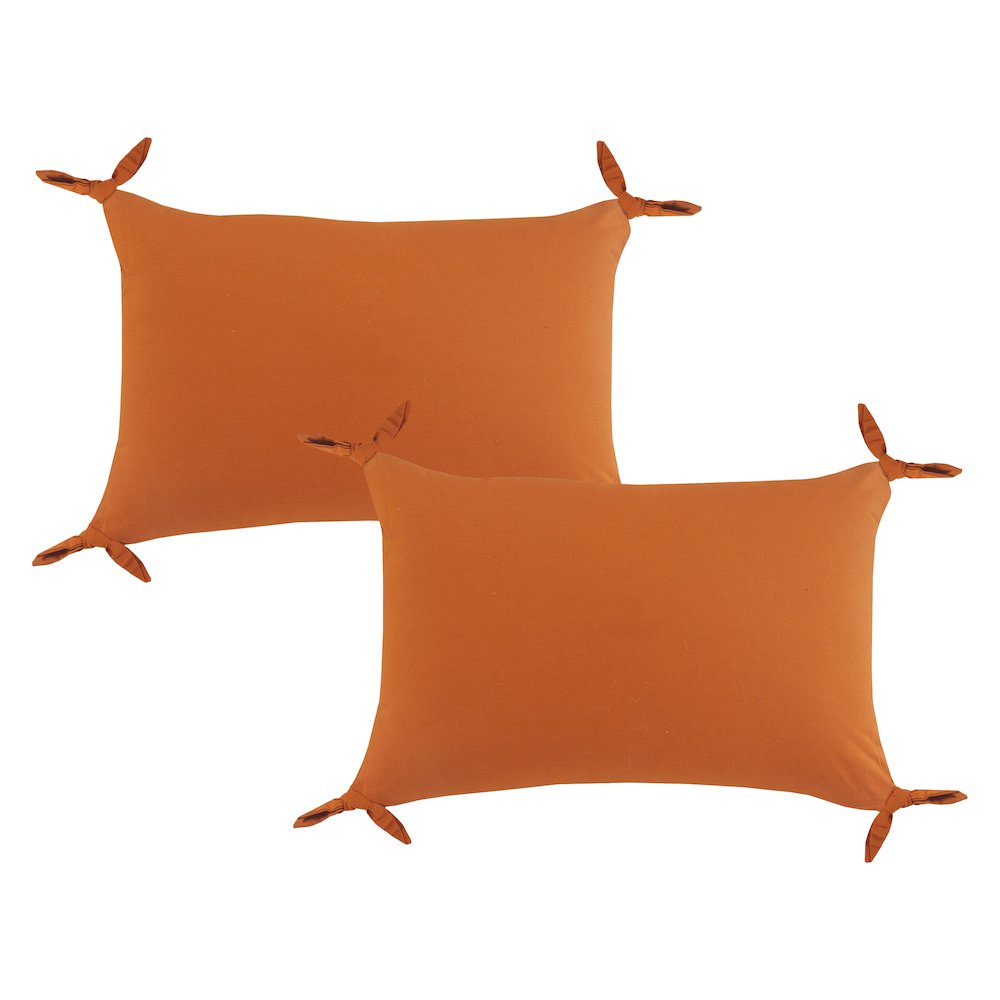 Aisha Cotton Pillow Set of 2 in Orange, 16" x 24". Picture 1
