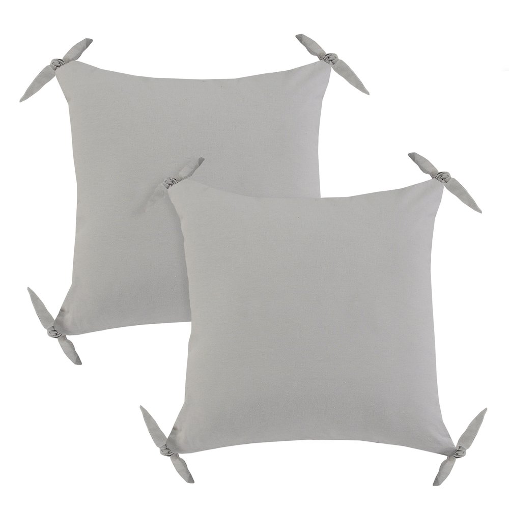 Aisha Cotton Pillow Set of 2 in Gray, 16" x 24". Picture 1