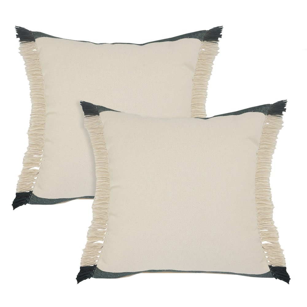 Elevate Cotton Pillow Set of 2 in Green, 20" x 20". Picture 1