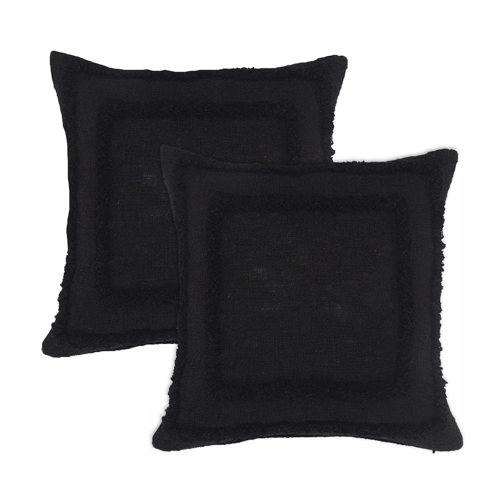 Rory Cotton Pillow Set of 2 in Black, 20" x 20". Picture 1