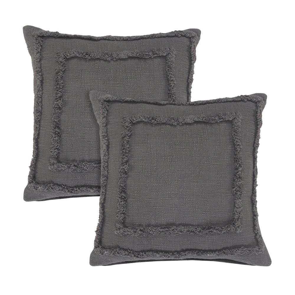 Rory Cotton Pillow Set of 2 in Gray, 20" x 20". Picture 1