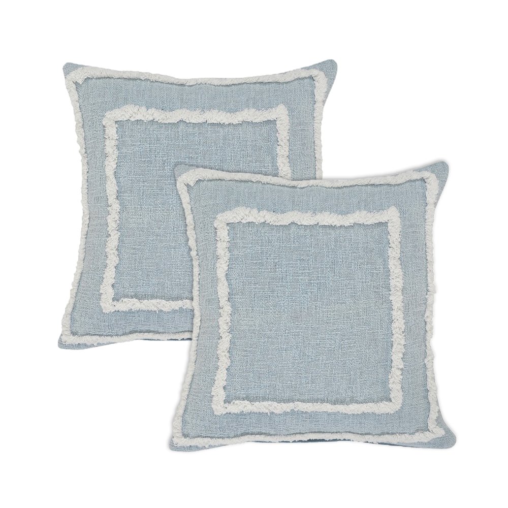 Rory Cotton Pillow Set of 2 in Blue/White, 20" x 20". Picture 1