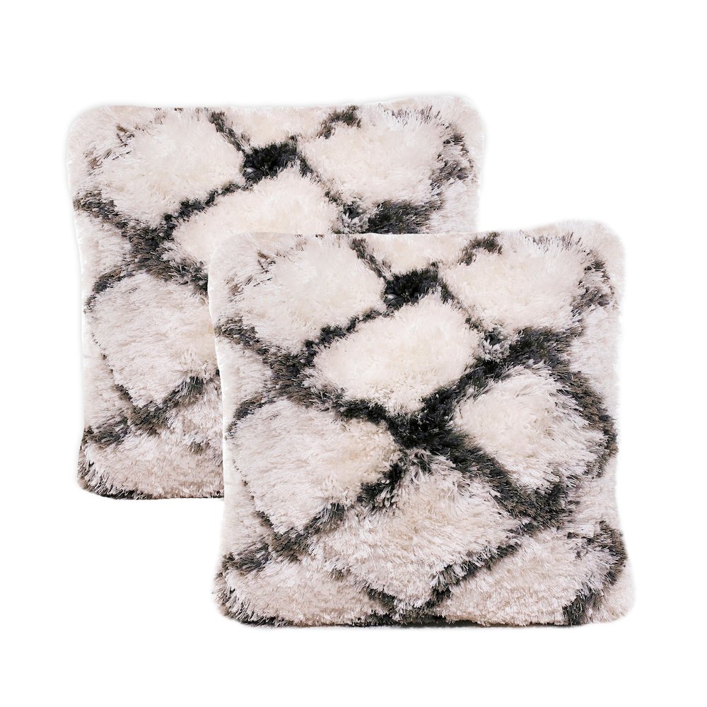 Shag Performance Pillow Set of 2 in White/Black, 20" x 20". Picture 1