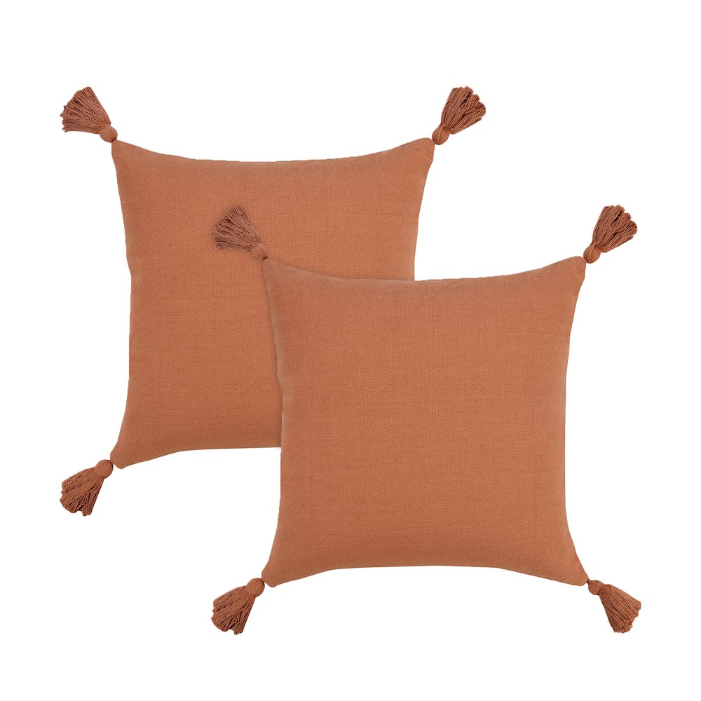 Sundaze Cotton Pillow Set of 2 in Orange, 20" x 20". Picture 1