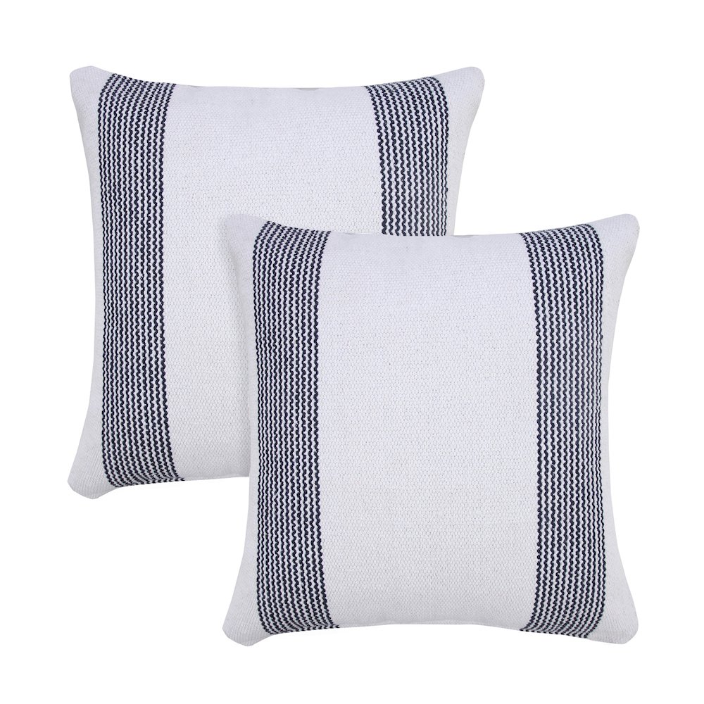 Cabana Cotton Pillow Set of 2 in Blue, 20" x 20". Picture 1
