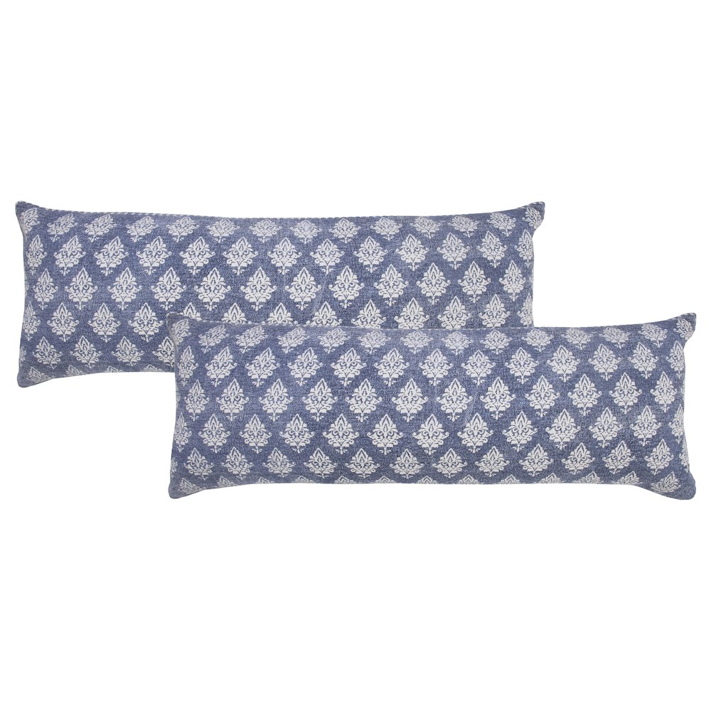 Fantasy Cotton Pillow Set of 2 in Blue/White, 14" x 36". Picture 1