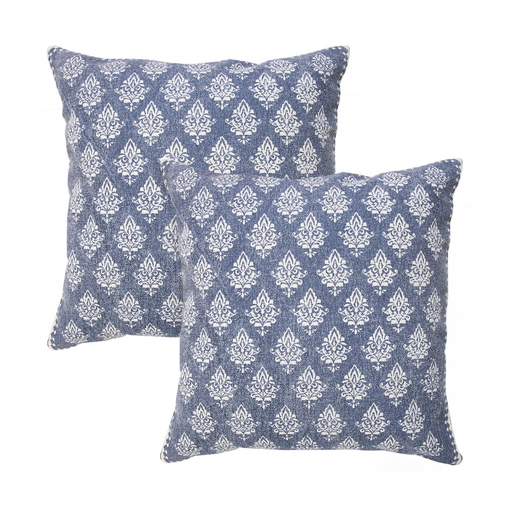 Fantasy Cotton Pillow Set of 2 in Blue/White, 20" x 20". Picture 1