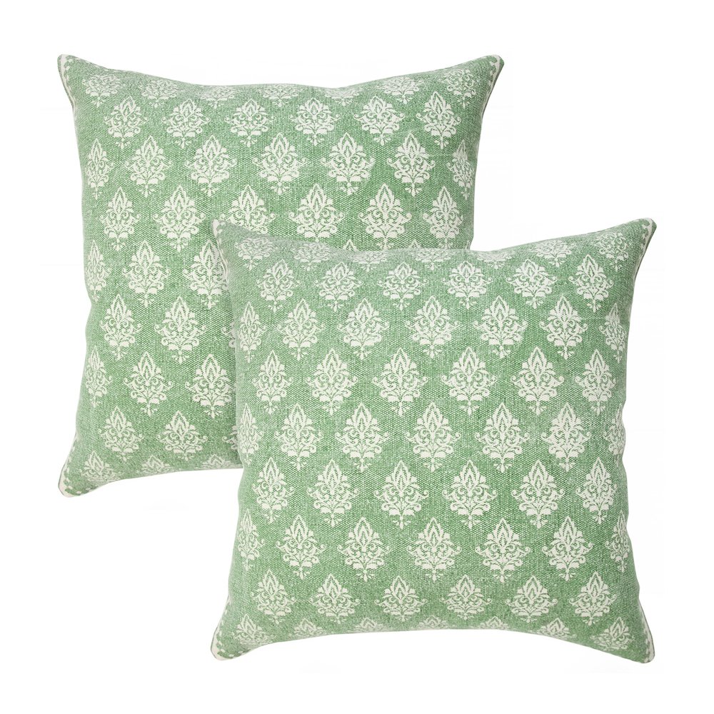 Fantasy Cotton Pillow Set of 2 in Green/White, 20" x 20". Picture 1