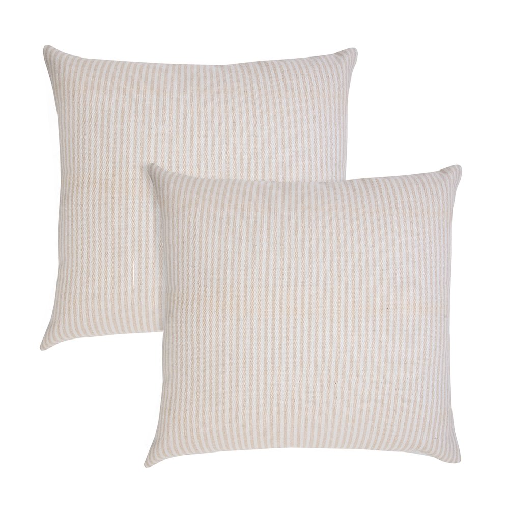 Insignia Cotton Pillow Set of 2 in Beige/White, 20" x 20". Picture 1