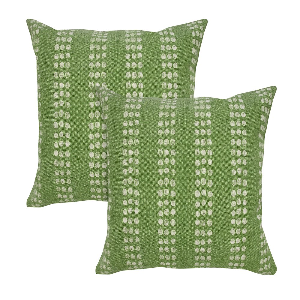 Jubilee Cotton Pillow Set of 2 in Green/White, 20" x 20". Picture 1