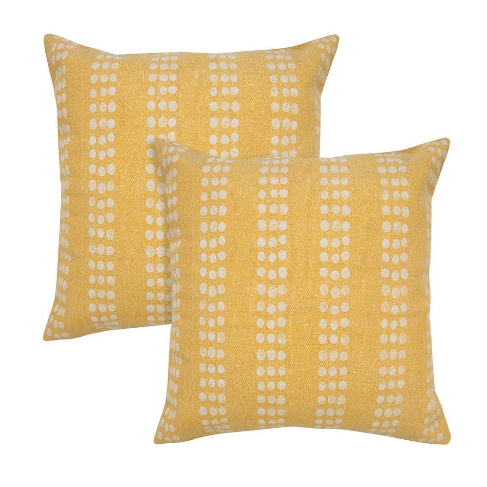 Jubilee Cotton Pillow Set of 2 in Yellow/White, 20" x 20". Picture 1