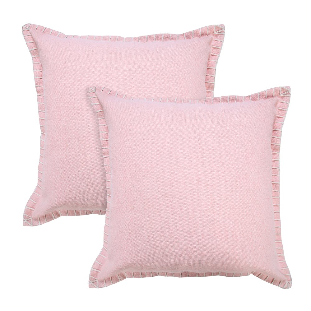 Vital Cotton Pillow Set of 2 in Pink, 20" x 20". Picture 1