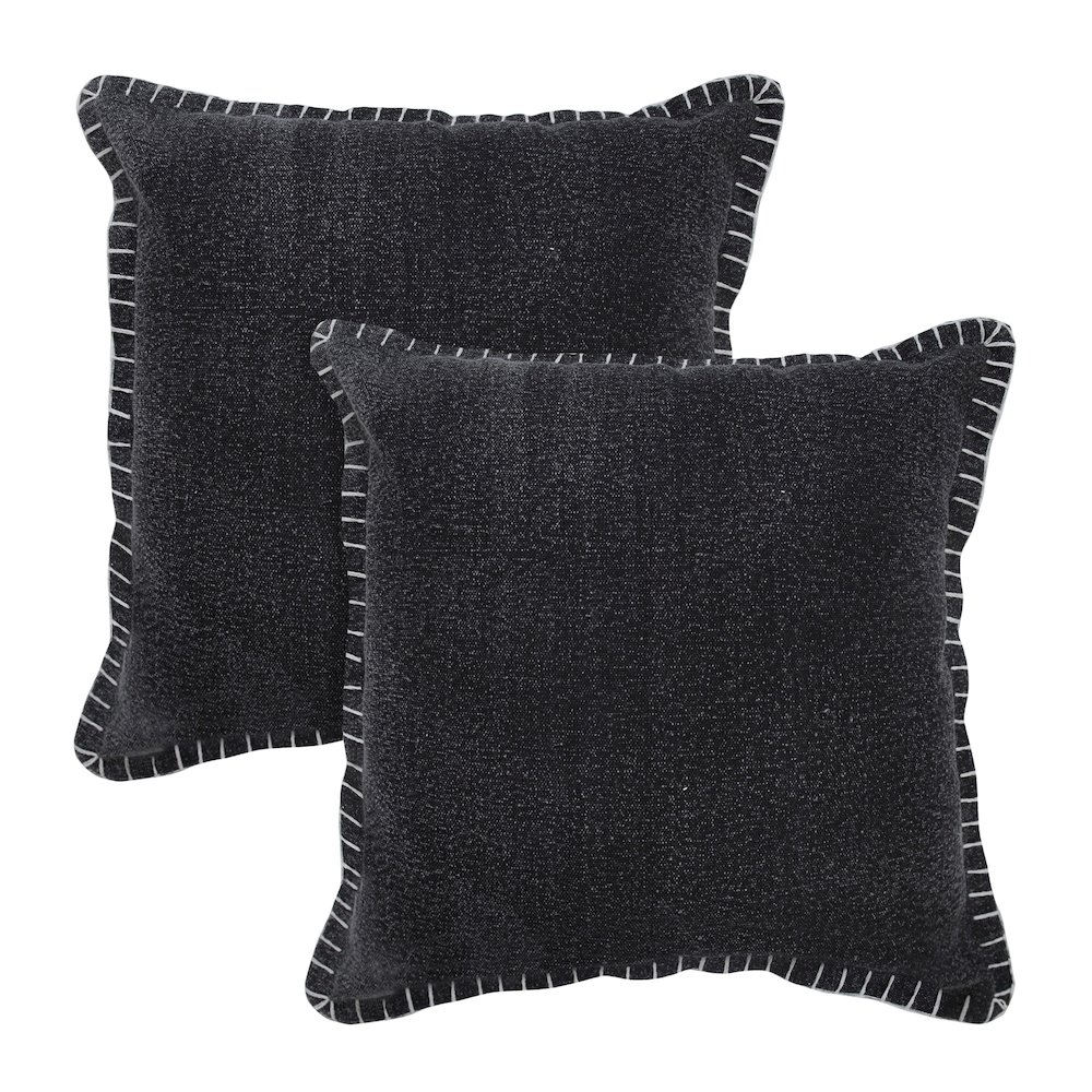 Vital  Cotton Pillow Set of 2 in Black, 20" x 20". Picture 1