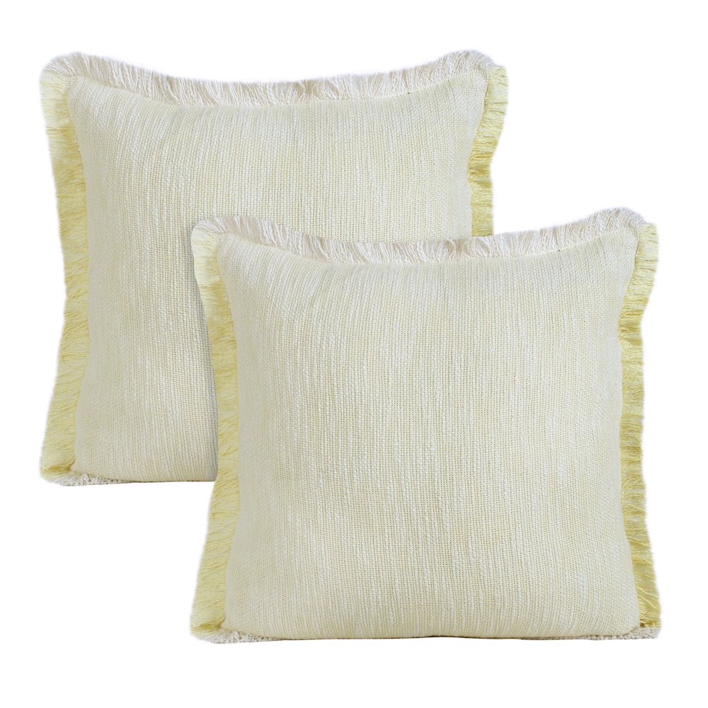 Aspen Cotton Pillow Set of 2 in Yellow/White, 20" x 20". Picture 1