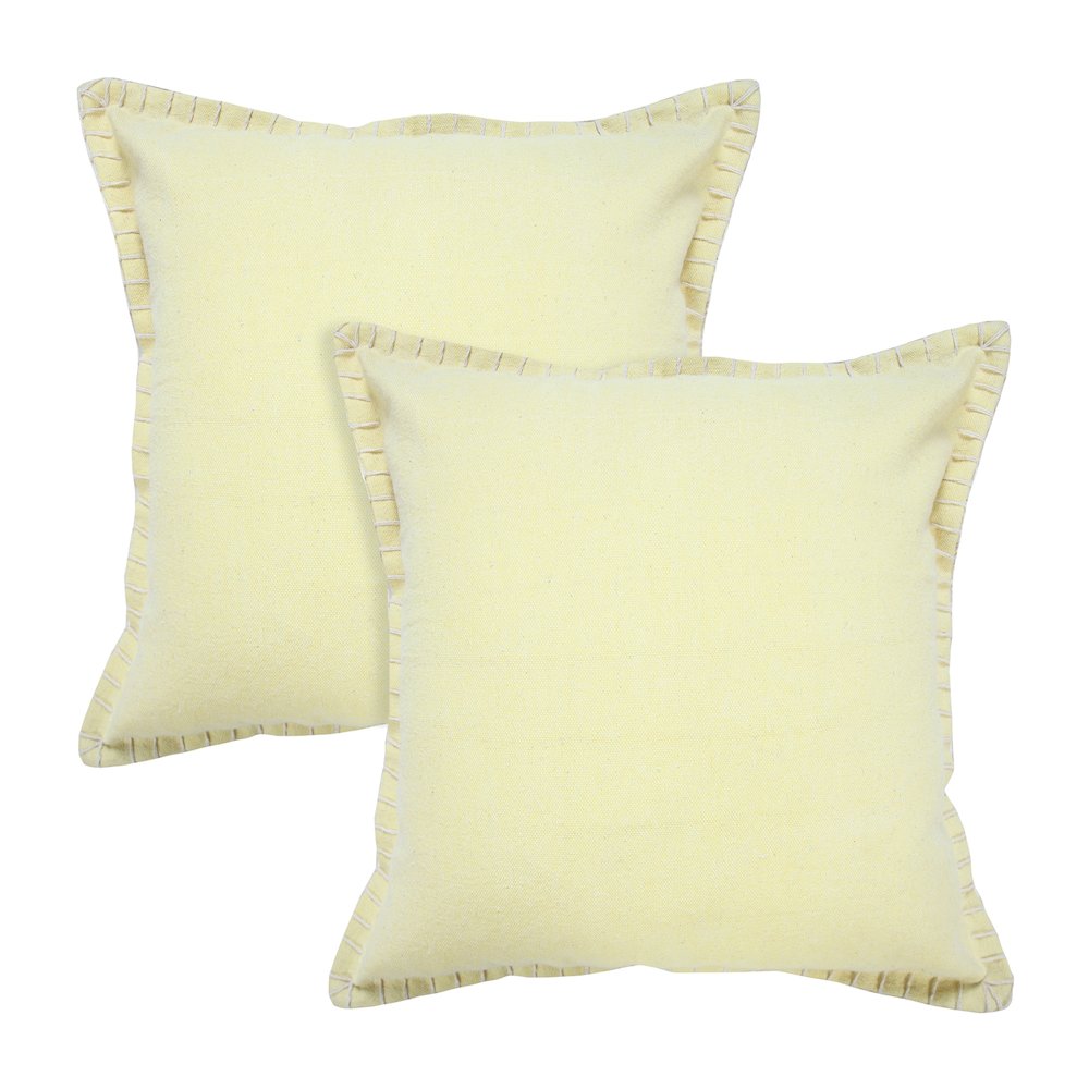 Vital Cotton Pillow Set of 2 in Yellow, 20" x 20". Picture 1