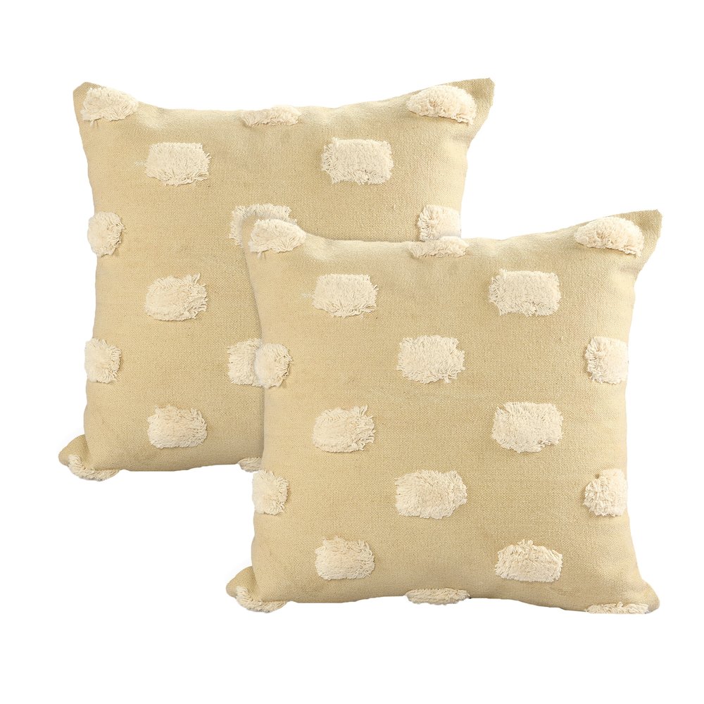 Zeal Cotton Pillow Set of 2 in Cream/White, 20" x 20". Picture 1