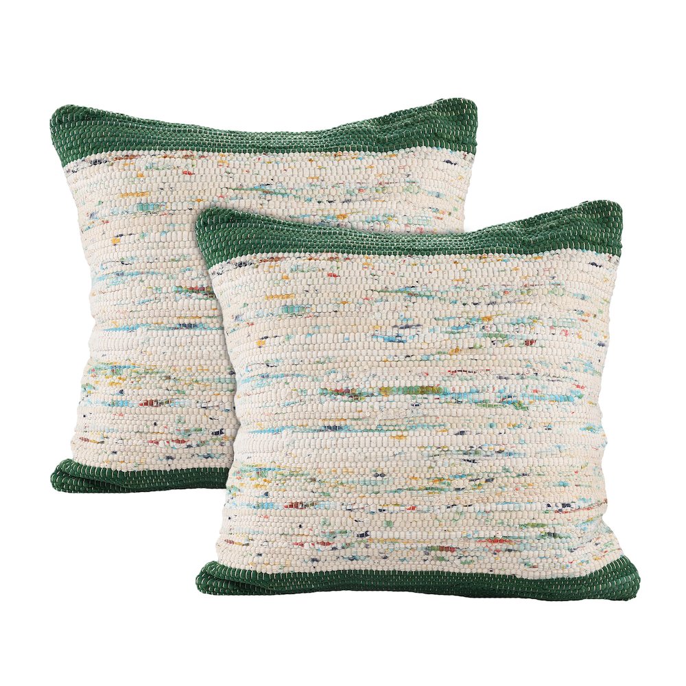 Revive Cotton Pillow Set of 2 in Green/Multicolored, 20" x 20". Picture 1