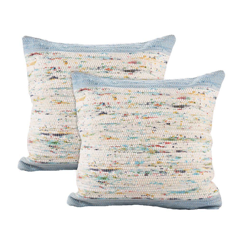 Revive Cotton Pillow Set of 2 in Blue/Multicolored, 20" x 20". Picture 1