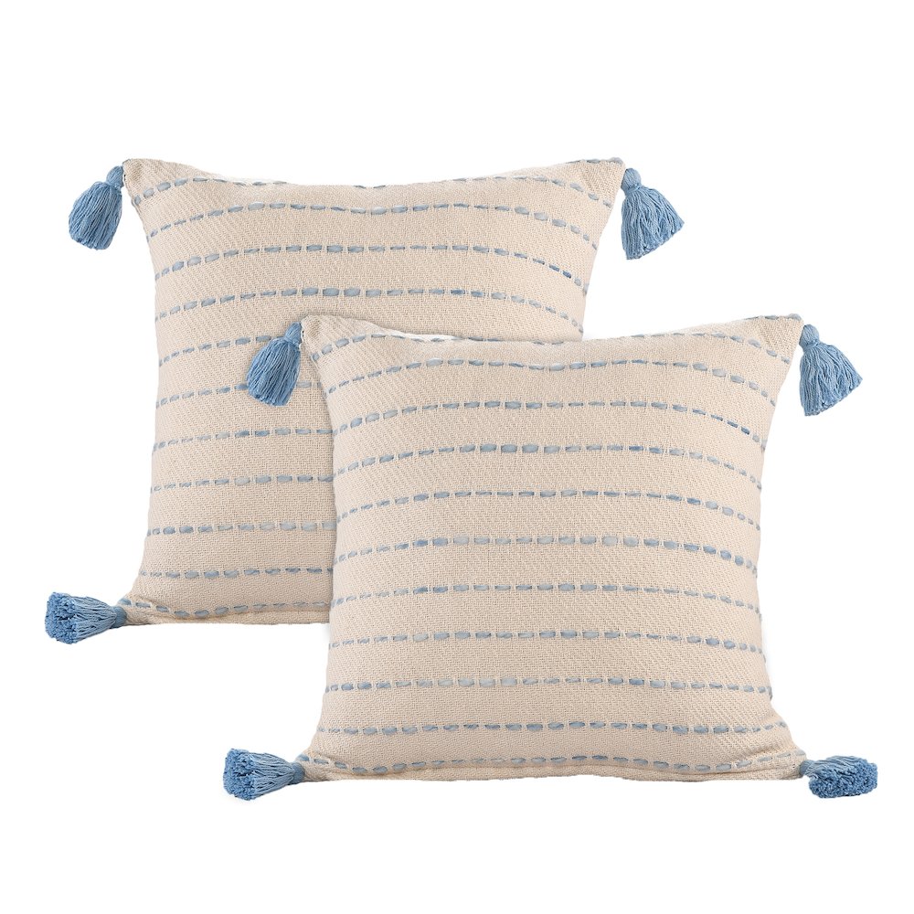 Torrent Cotton Blend Pillow Set of 2 in Blue/Ivory, 20" x 20". Picture 1