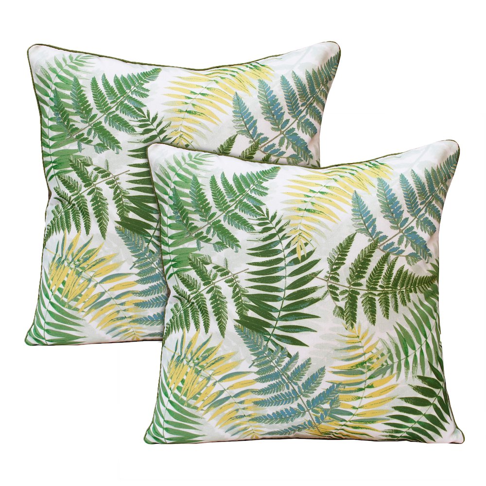 Fern Performance Pillow Set of 2 in Green/Yellow, 20" x 20". Picture 1
