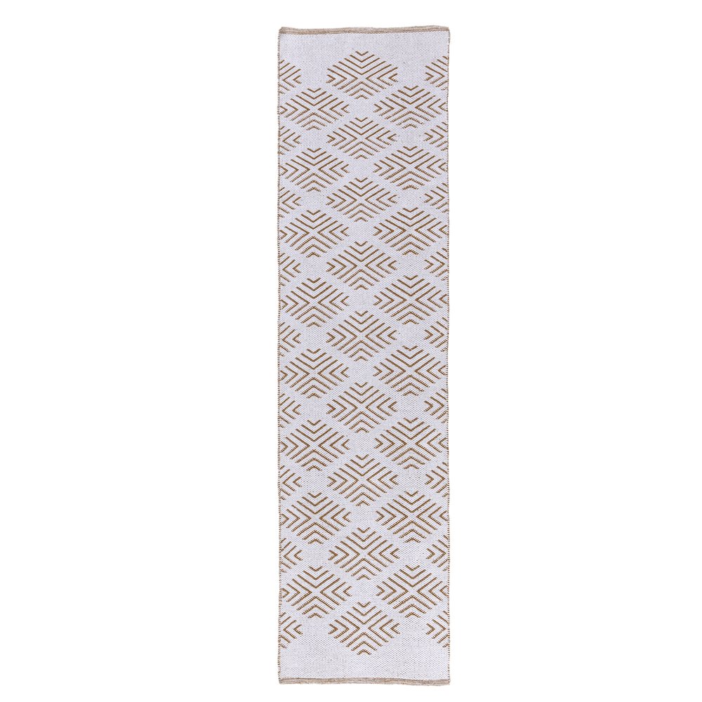 Pomona Cotton Blend Indoor Area Rug in Tan/White 2' x 8'. Picture 1