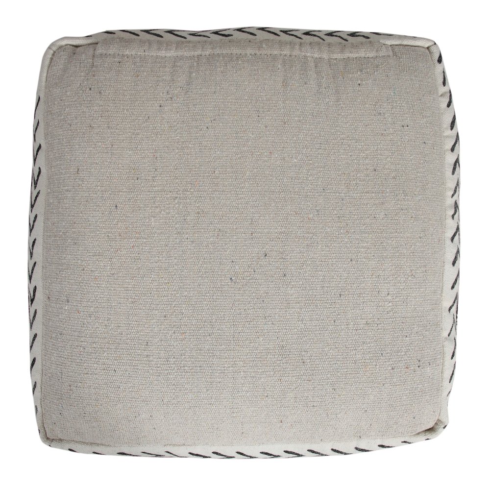 Avant-garde Cotton Indoor Pouf in White/Black, 18" x 18" x 14". Picture 7