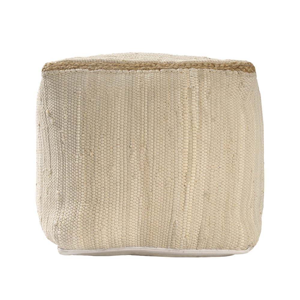 Dillon Cotton and Jute Indoor Pouf in Silver, 18" x 18" x 18". Picture 1
