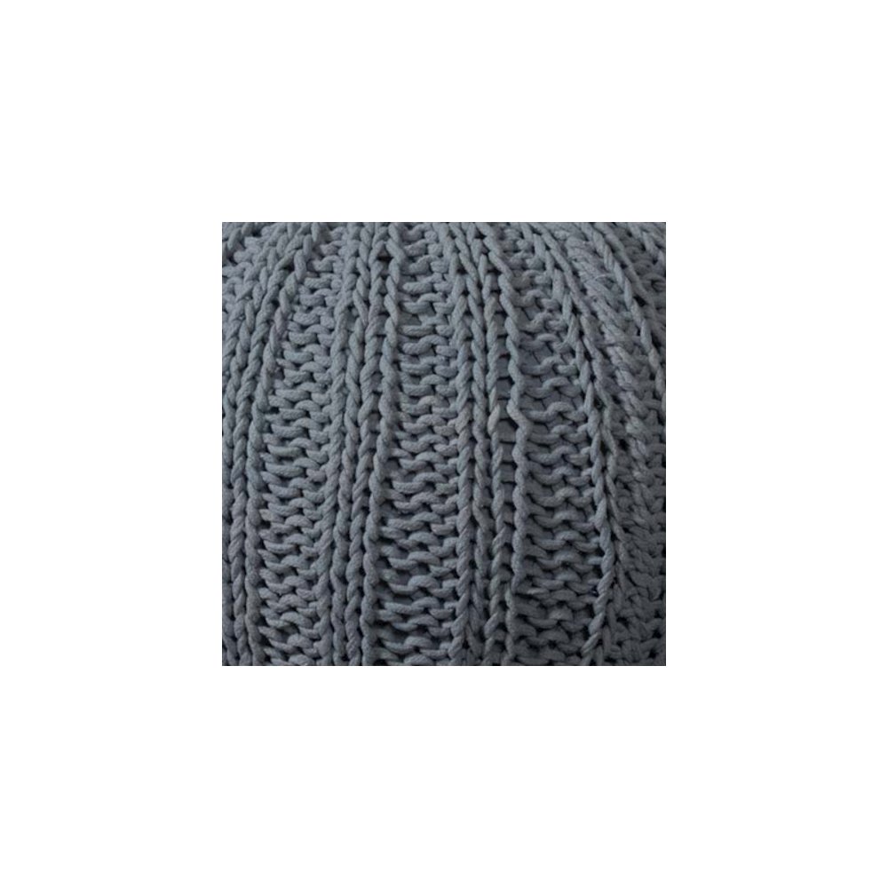 Celtic Cotton Indoor Pouf in Gray, 20" x 20" x 16". Picture 3