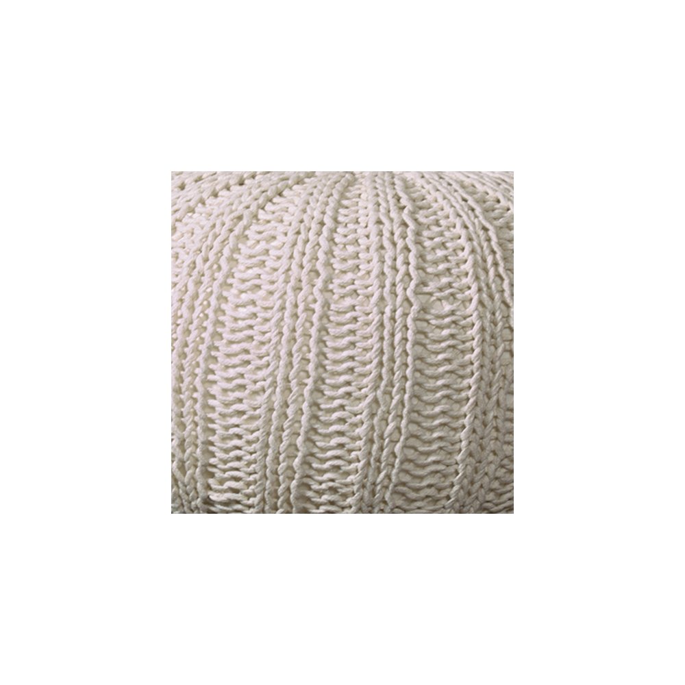 Celtic Cotton Indoor Pouf in Beige, 20" x 20" x 16". Picture 3